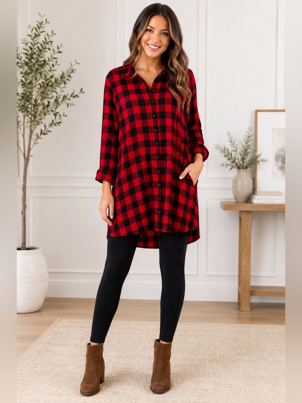 BB Dakota Buffalo Plaid Shirt Dress NWT Medium